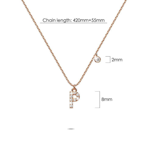Solid 925 Sterling Silver Initial Crystal Personalised Alphabet Letter Necklace Rose Gold Filled